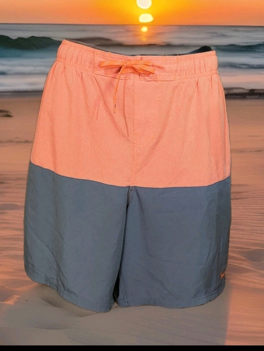 Nike Mens XL Volley Swim Trunks Orange Gray 8.75" Inseam EUC